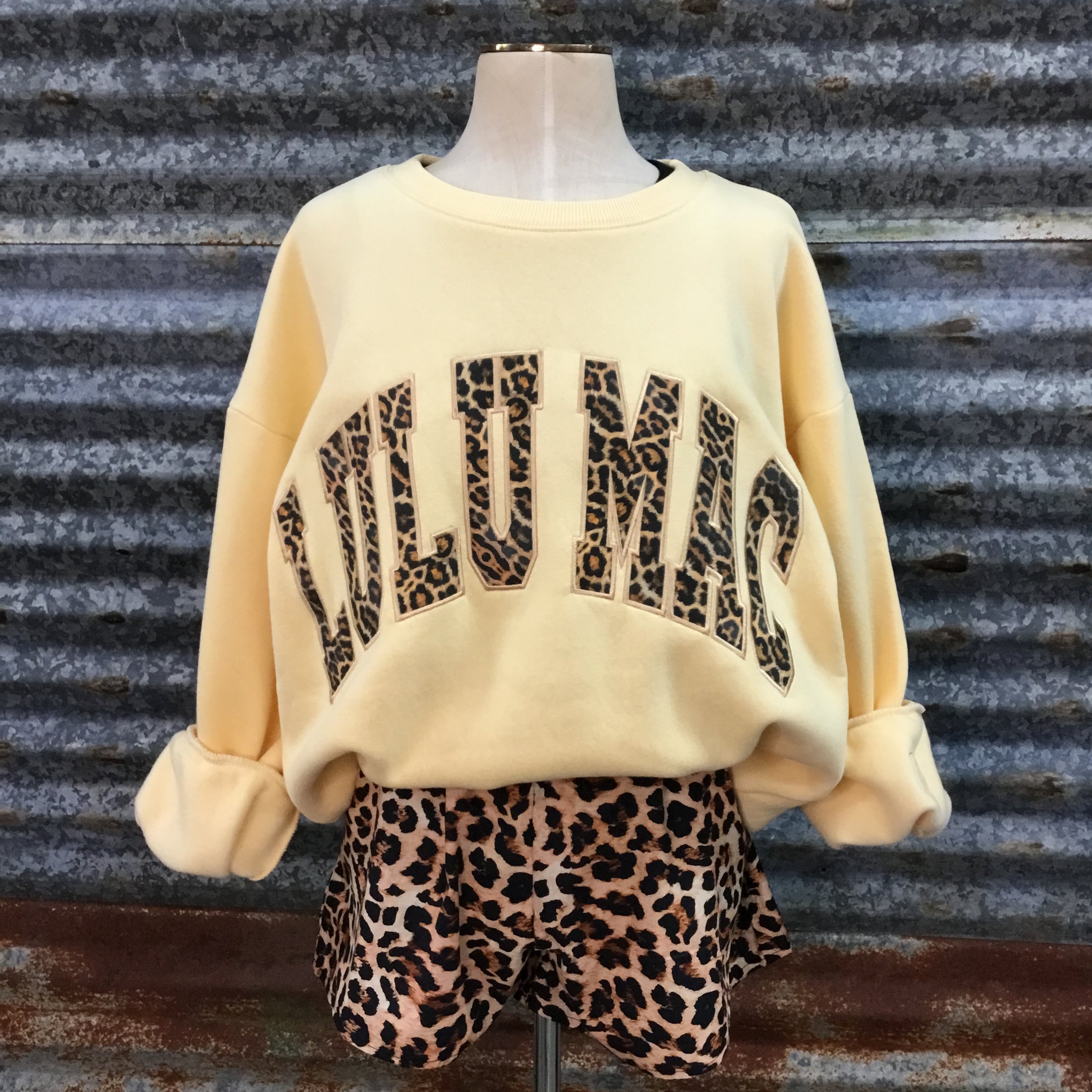 Butter Yellow Lulu Mac Leopard Sweatshirt