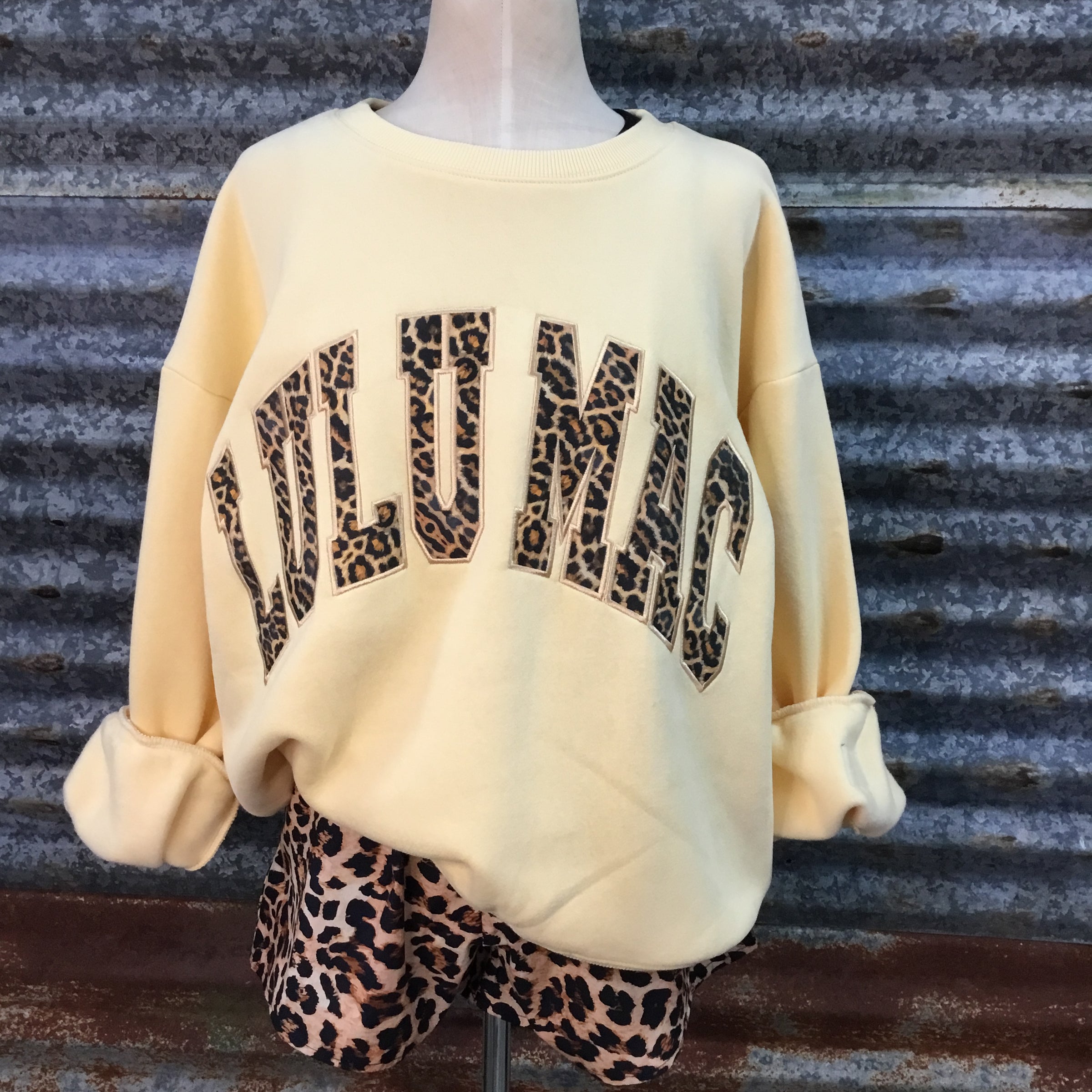 Butter Yellow Lulu Mac Leopard Sweatshirt