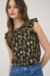 Floral Ruffle Detail Sleeveless Top