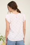 Bow Clip Dot Pattern Ruffle Sleeve Blouse
