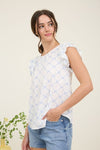Bow Clip Dot Pattern Ruffle Sleeve Blouse
