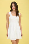 Clipdot Bow Detail Sleeveless Smocked Mini Dress