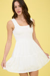 Clipdot Bow Detail Sleeveless Smocked Mini Dress