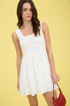 Clipdot Bow Detail Sleeveless Smocked Mini Dress