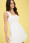 Clipdot Bow Detail Sleeveless Smocked Mini Dress