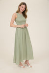 Knit Mixed Media Sleeveless Midi Dress