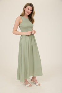 Knit Mixed Media Sleeveless Midi Dress