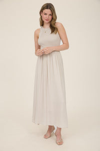 Knit Mixed Media Sleeveless Midi Dress