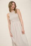 Knit Mixed Media Sleeveless Midi Dress