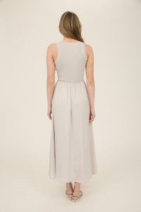 Knit Mixed Media Sleeveless Midi Dress