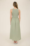 Knit Mixed Media Sleeveless Midi Dress