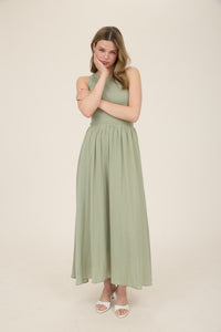 Knit Mixed Media Sleeveless Midi Dress