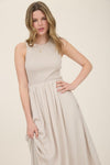 Knit Mixed Media Sleeveless Midi Dress