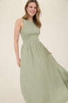 Knit Mixed Media Sleeveless Midi Dress