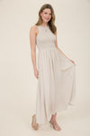 Knit Mixed Media Sleeveless Midi Dress