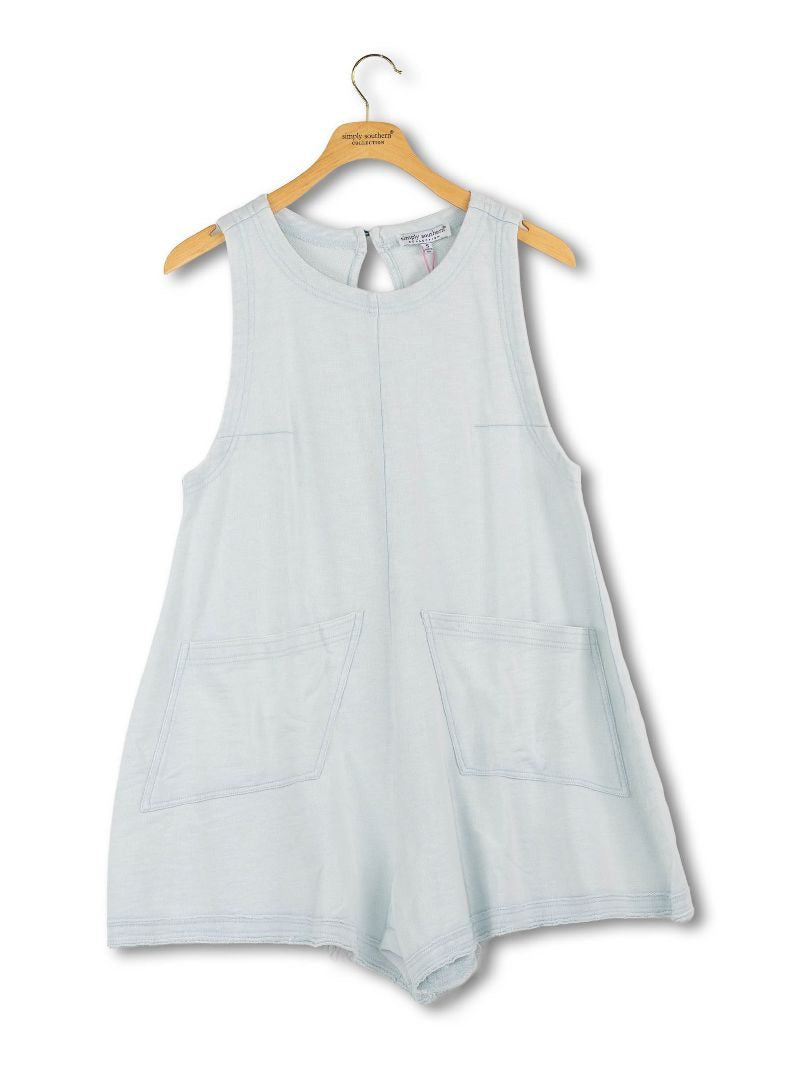 Sleeveless Pocket Romper - Mist