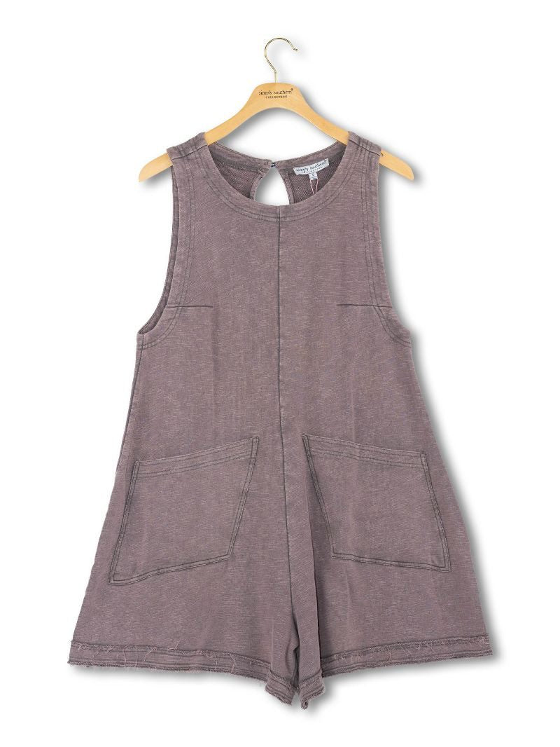 Sleeveless Pocket Romper - Dk Grey