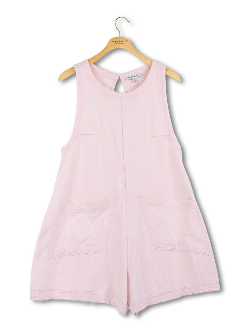 Sleeveless Pocket Romper - Rose