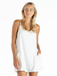 Lined Romper W/ Pockets - Pearl