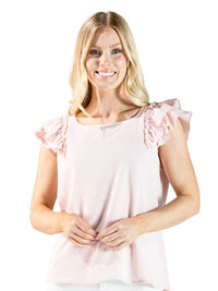 Ruffle Sleeve Square Neck Blouse - Blush Pink