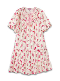 Floral Mini Dress W/ Front Tie - Crose