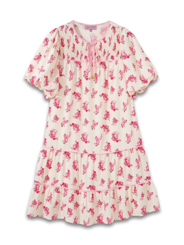 Floral Mini Dress W/ Front Tie - Crose