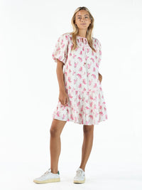 Floral Mini Dress W/ Front Tie - Crose