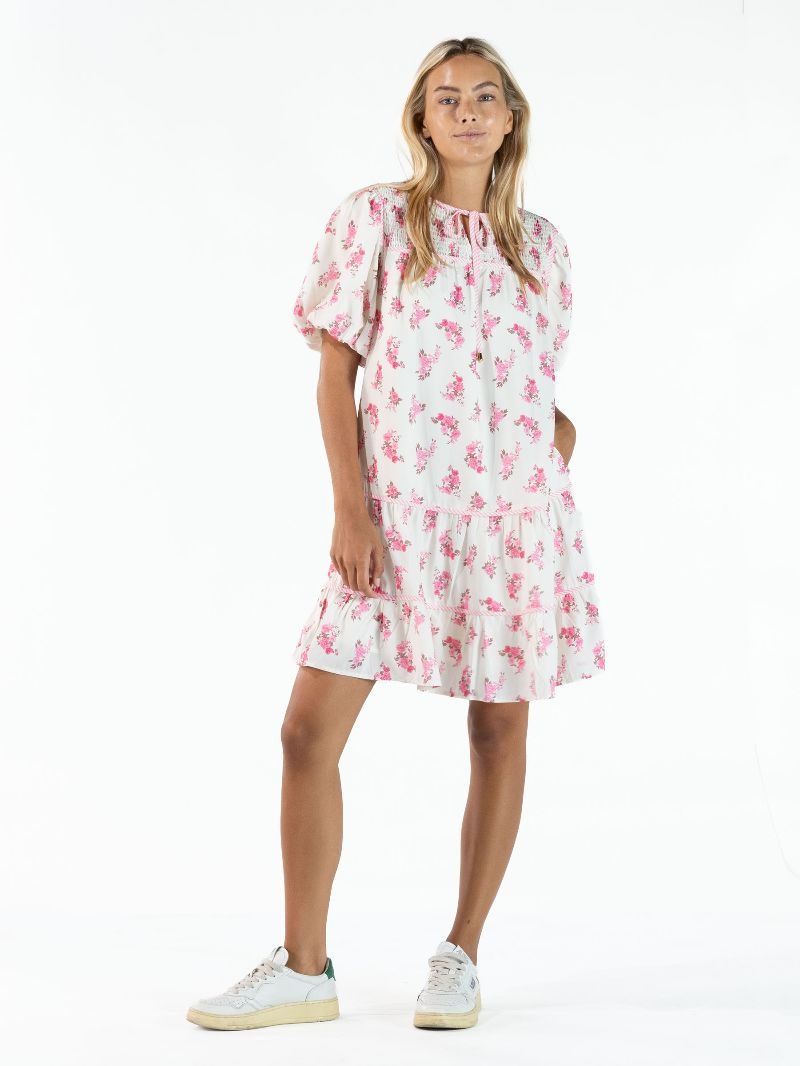 Floral Mini Dress W/ Front Tie - Crose