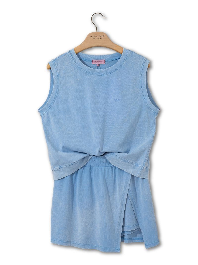 Sleeveless Top & Skirt W/ Built-In Shorts 2 Piece Set