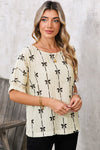Bow Print Puff Short Sleeve Top