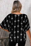 Bow Print Puff Short Sleeve Top