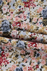Boho Floral Button Neck Ruffle Short Sleeve Blouse