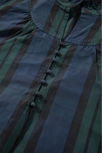 Checkered Puff Sleeve Frill Trim Blouse