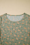 Long Sleeve Mesh Floral Patterned Top