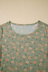 Long Sleeve Mesh Floral Patterned Top