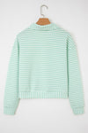 Stripe Quarter Zip Collar Long Sleeve Top