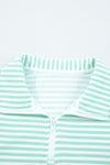 Stripe Quarter Zip Collar Long Sleeve Top