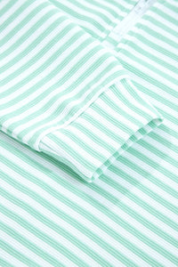 Stripe Quarter Zip Collar Long Sleeve Top