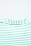 Stripe Quarter Zip Collar Long Sleeve Top