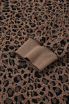 Ribbed Trim Leopard Print Long Sleeve Top Brown