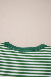 Stripe Thermal Knit Drop Shoulder Casual Top