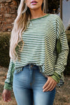 Stripe Thermal Knit Drop Shoulder Casual Top