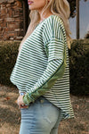 Stripe Thermal Knit Drop Shoulder Casual Top