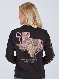 Pink Camo Texas Long Sleeve LS-STATE-TX-BLK