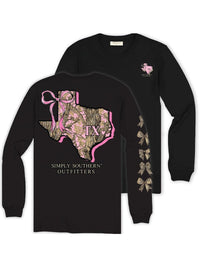 Pink Camo Texas Long Sleeve LS-STATE-TX-BLK