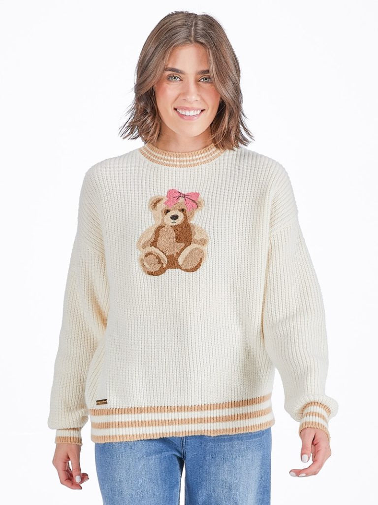 Ribbed Fuzzy Bear Sweater