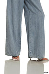 Wide Leg Pants W/ Front Tie Cinch Waist Denim