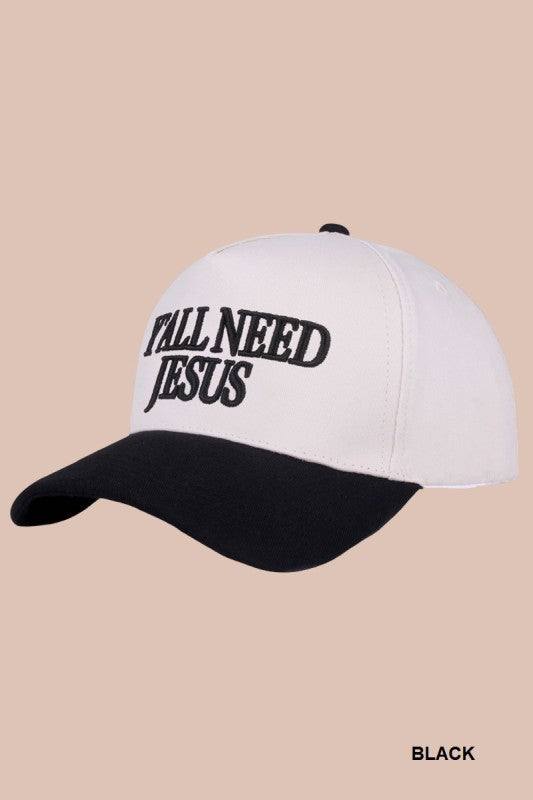 Y’all Need Jesus Adjustable Hat Black