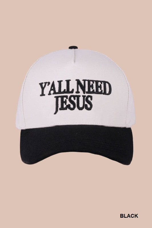 Y’all Need Jesus Adjustable Hat Black