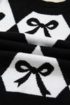 Chunky Diamond Patterned Bow Sweater Black/White